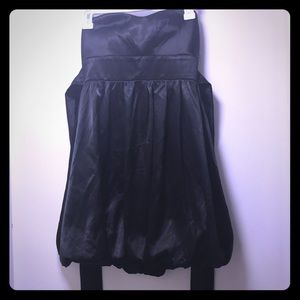 Satin Black Strapless Bubble Babydoll Cocktail Dress LBD